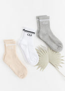 Half Crew Socks 3 - PACK | Foot Soldier Mom™ | Cushioned Comfort for All - Day Support - Minikin Mischief Clothing Co.