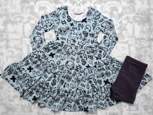Long Sleeve Twirl Dress & Short Set - Minikin Mischief Clothing Co.