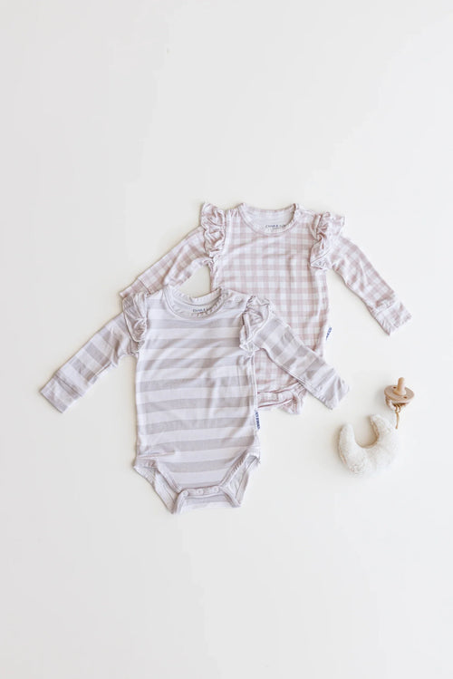 Gingham Bamboo Ruffle Bodysuit - Minikin Mischief Clothing Co.